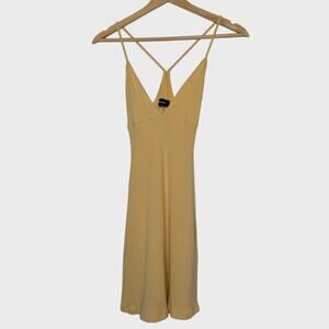 Reformation Ria XS Yellow Ribbed Racerback Mini Dress | Trendy Bodycon Core